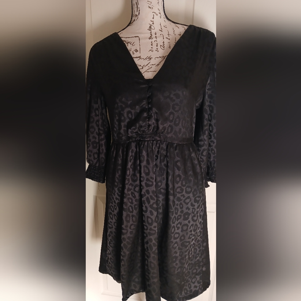 Mittoshop Black Animal Print V-Neck Dress